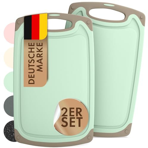 Blumtal Tabla cortar Cocina de plástico - Tabla de Cortar 40x,24,5 cm en set de 2 - Lavable en lavavajillas cutting board Ranura para Líquidos - SinBPA tabla de cortar cocina - tabla cortar Verde