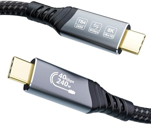 EUDOBEL USB C Thunderbolt 4 Kabel 1m, USB C Datenkabel 40Gbps, Schnellladung 240W, 4K@144Hz 8K@60Hz USB C Video Kabel für eGPU, Thunderbolt 5, Thunderbolt 3, MacBook, SSD, Switch, Mac mini, Monitor