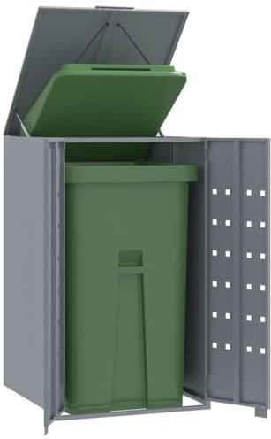 Rangement à roulettes pour poubelles pour bac Unique Gris Acier, Maison & Jardin, Produits ménagers, Accessoires pour conteneurs à déchets, Cache-conteneurs à déchets, Gris, 28.6 KG, 4008428