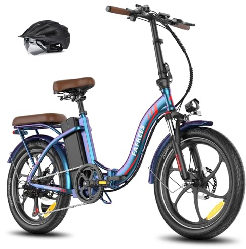 Fafrees F20+ PRO Fatbike E-cykel vuxna 20 tums Fatbike vikbar [Officiell ] elcykel 22,5 Ah/810 Wh batteri 250 W, e-mountainbike för män och kvinnor 140 kg (Aurora blå)