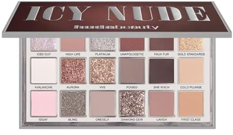 HUDA BEAUTY Original | Icy Nude Eyeshadow Palette - Palette di 18 ombretti | Effetto glaciale | 16,1 grammi / 0,56 Oz. | by BELLA