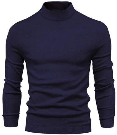 Maglione a Collo Alto Uomo, Caldo Felpe di Felpato a Maniche Lunghe Morbido Pullover a Maglia Cotone Maglioni Maglioncino Collo Alto Uomo Maglia Lupetto Uomo Maglione Norvegese Uomo Sweater Top