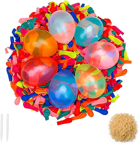 500pcs Bolas de Agua, Bolas de Agua de Colores, Globos de Agua, Incluidas Bandas de Goma y Herramientas, Adecuadas Para Juegos de agua, Fiestas al Aire libre, Jardines y Playas.