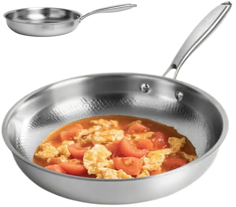 Generico Sartén de cocina – Cazuela antiadherente – Sartén para saltar de titanio martillado | Para cocinar en hornillos de tortillas, huevos para el desayuno, pescado y filete