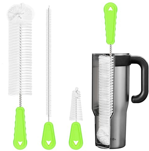 AZLIFEEU 3-in-1 Bottle Cleaning Brush Set | 13 Inch Long Handle Brush & Straw Cleaner for Reusable Water Bottles, Tumblers, Baby Bottles & Mugs | Scratch-Free Deep Clean