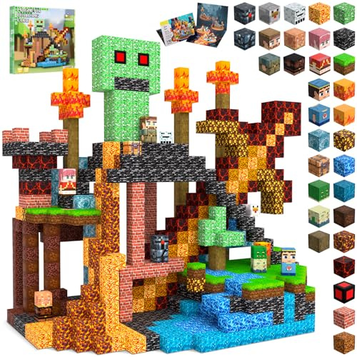 CraftyNest 100 PCS Magnetic Blocks-Magnetic Building Blocks Cubes, Birthday Gifts for Boys Girls, Construction Toys for Montessori, STEM Sensory Toys for Boys Girls Age 3 4 5 6 7 8 9 10 (Underworld)