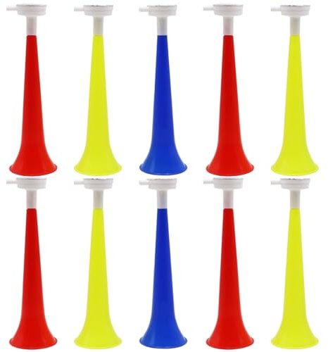 10 pezzi Tromba da stadio in plastica rumorosa, trombe e strumenti per fare rumore per eventi sportivi, trombe Vuvuzela per tifare alle partite di calcio, bomboniere per feste - Colore casuale