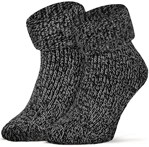 Piarini, calze antiscivolo di lana con applicazioni in antiscivolo. Calzini invernali norvegesi con interno in spugna, unisex, diversi colori, 1 paio Antracite screziato 43-46