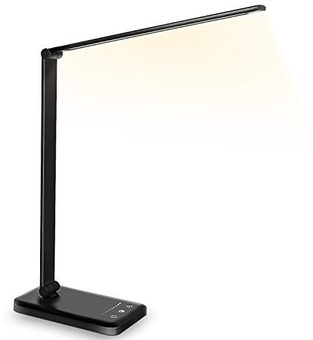 SLATOR Desk lamp,Eye-caring Aluminium Dimmable Bedside lamp with USB Charging Port, 5 Light Modes x 10 Brightness Levels,Touch Control, for Home,Office,Bedroom,Reading,Work,Study, 5V, 1.2A
