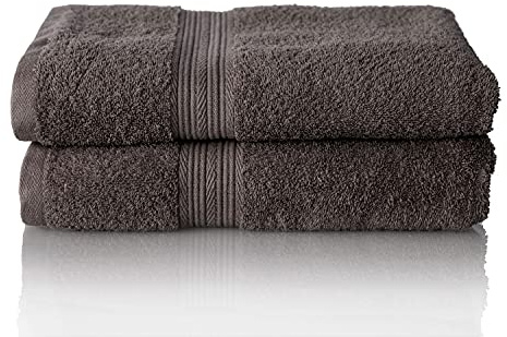 ALCLEAR Komfort frottéhandduk set absorberande av 100% ekologisk bomull, frottéserie i 6 färger och 5 storlekar, färg: antracit, 2 x duschhanddukar 70 x 140 cm