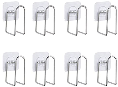 chenyesun 4 Pairs of Pot Lid Organizer, Stainless Steel Wall Mounted Lid Holder,Adjustable Cabinet Door Self Adhesive Pan Lid Organizer Pot Hangers for Kitchen Wall Mount (Silver-1)