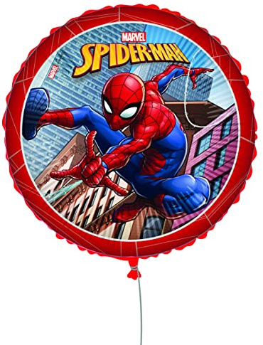 Marvel Spider-Man Globo Foil Balloon Mylar Redondo (46 cm, 18) con pajita, cinta y pesaje
