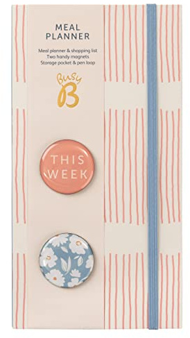 Busy B Meal Planner - Pianificazione settimanale dei pasti e liste della spesa a strappo con due magneti - Striscia Rosa