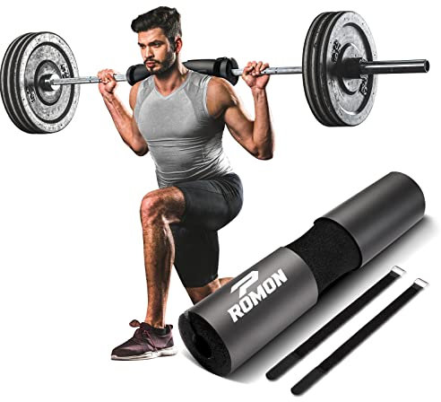 Romon Barbell Squat Pad, Manchon Squat Barre avec 2 Sangles de Sécurité, Mousse Nuque Epaule Protection pour Musculation Hip Thrusts Lunges