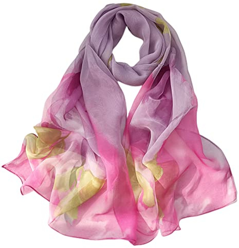 FAIRYGATE Chiffon Scarfs for Women Sale Ladies Scarf Lightweight Floral Leaf Print Georgette Shawls Wraps for Spring Autumn Winter Summer