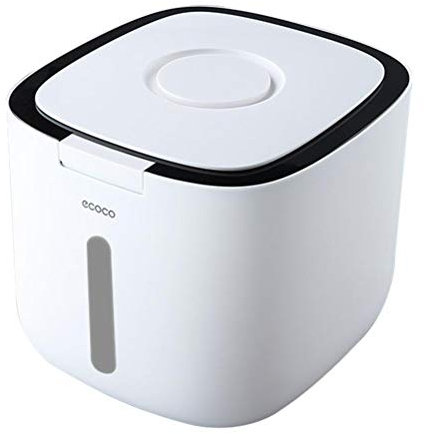 TOPINCN Récipient de Stockage de Riz Hermétique, Boîte à Riz Seau Distributeur de Riz scellé en Plastique Conteneur de Stockage de Nourriture Pot Organisateur de Comptoir pour Riz (10L Noir)
