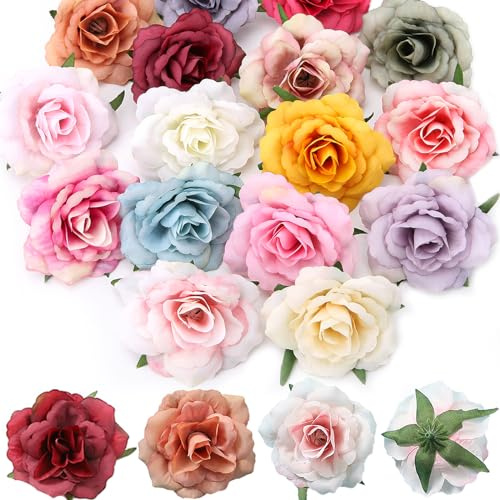 30 Piezas Cabeza de Flores de Rosa Artificiales de Seda Para Manualidades, Corona Nupcial, Ramos de Boda, Fiesta y Hogar Decoración