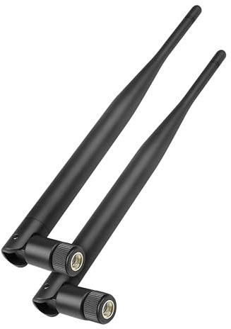 Antena WiFi 5dBi externa RP-SMA macho de doble banda 2.4GHz/5.8GHz, alta ganancia y cobertura omnidireccional, para tarjeta/router WiFi 5/6/6E/7 y dispositivos IoT (paquete de 2)