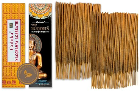 Varillas de Incienso Nag Champa 100 g + Buddha 100 g - Entre 70-90 Varillas de Cada Fragancia - Aromaterapia - Meditación - Yoga - Packaging Eco-Friendly