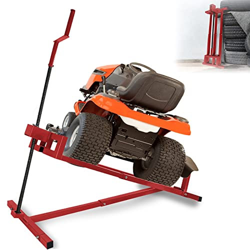 YARDIN Cric per trattorini e trattori da giardino, 400 kg, aiuto per la pulizia e la funzione di sollevamento (rosso)