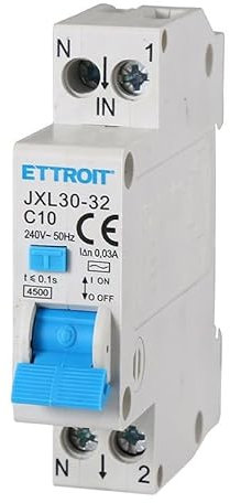 Ixtrima Leistungsschalter 1P+N 10A 30mA 220V-4.5kA RCBO 1 Modul DIN C10