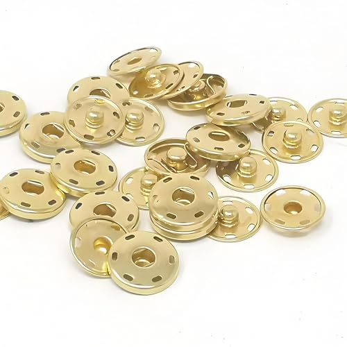 25 uppsättningar tryckknappar, 17 mm tryckknappar, metalltryckknapp, för plånbok, handväska, kläder, skor, näringsreparation, hantverk gör-det-själv (guld)