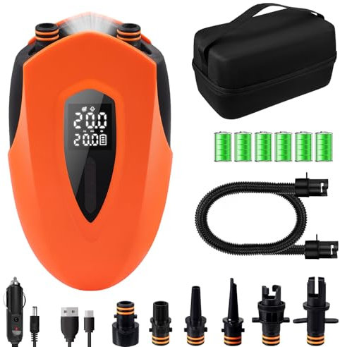 12000mAh Bomba de Aire Recargable Sup, Sup Bomba de Aire 20PSI Bomba Eléctrica para Tablas de Paddle Inflado y Desinflado en Dos Etapaspara Tablas de Paddle, Carpa Inflable, Barcos