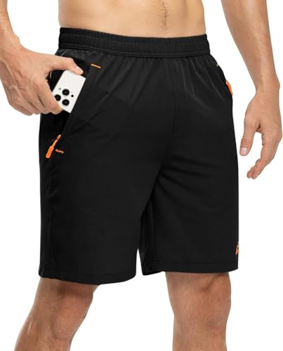 DAFENP Pantalones Cortos de Deporte Running para Hombre Secado Rápido Short con Bolsillos con Cremallera Verano Transpirables para Gimnasio Fitness