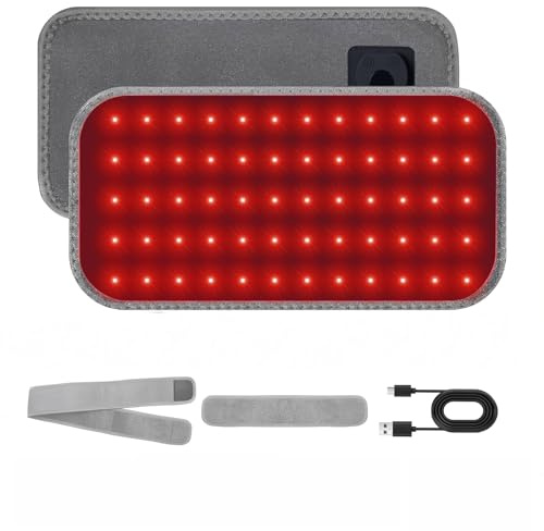 xingruyu Red Light Belt for Body, 660nm Red & 850nm Near Infrared Lamp, 4 Light Modes & 4 Timer Settings, Portable Cordless Heating Pad for Muscle Comfort, Hands-Free Use at Home & Office