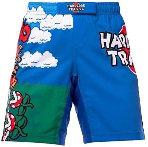 Hardcore Training Shorts de Boxe Enfants Équipement de Sparring et Fitness Sport Shorts (FR/ES, Âge, 6 Ans, Taille Normale, Blue Green Red)