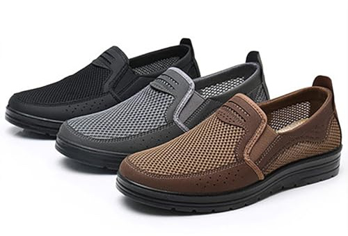 Scarpe da ginnastica da uomo, estive, traspiranti, in rete, leggere, comode, senza lacci, da ginnastica, casual, da jogging, da allenamento, Nero , 41