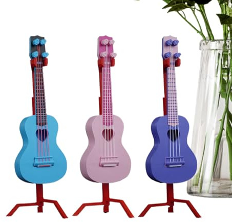 JINGLING Mini Guitare - Cordes réglables - Objet de Collection - Instrument de ukulélé Miniature pour débutants Adolescents Amateurs de Musique Bureau Table de Chevet dortoir
