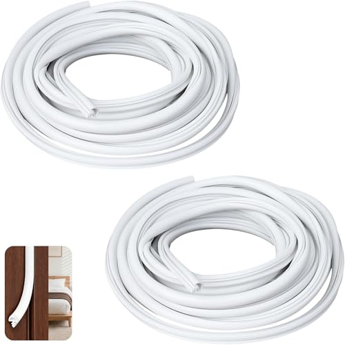 2x 5m Burlete Puerta para Ranura, Junta de Goma PVC para Marco de Madera, Tira de Sellado Aislante Contra Frío Ruido Viento Polvo, Perfil 8x5mm, Ancho de Ranura 3,5mm, Blanco