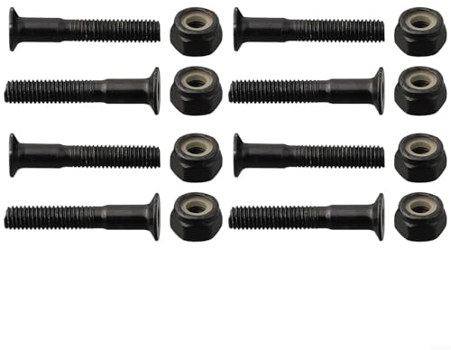 16Pcs Replacement Screws and Nuts for Skateboards, Longboard Accessories Made of Medium Carbon Steel (Black M5×30mm)