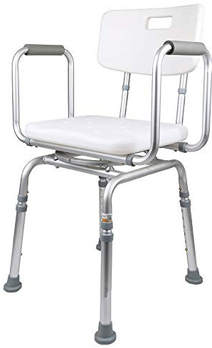HSRG Silla de Ducha giratoria de 360 ​​Grados, banqueta de Asiento Ajustable para bañera y Asiento de bañera Banco de Asiento con Respaldo Reposabrazos para Ancianos, Mujer Embarazada