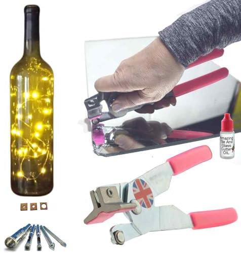 Herramienta de corte de vidrio para vidrieras y vidrio grueso, juego de cortadores de agujeros para botellas de lámpara de vidrio, brocas de núcleo de vidrio tienen guías para simplificar agujeros de
