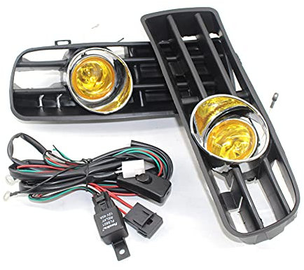 Asudaro Phare antibrouillard LED de voiture avec feu de conduite de calandre feux antibrouillard gauche/droite, cadre, jeu de harnais Compatible avec Golf 4 MK4 1998-2005