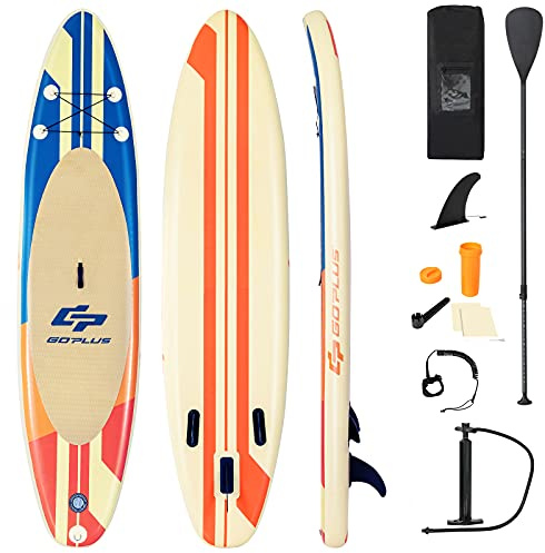 COSTWAY Stand Up Paddling Board, SUP Board aufblasbar, Paddelboard mit Sicherheitsleine, Paddel, Pumpe, Center Finne, Rucksack und Reparaturset