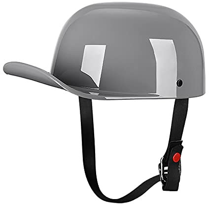 Woljay Jahrgang Jethelm Motorradhelm Retro Baseball Kappe Halbhelm Männer Frauen für Kreuzer Straße Roller Moped - DOT Certified (Gray,L)