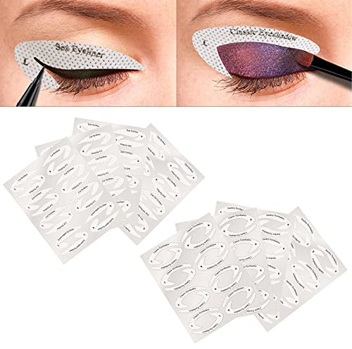 Stencil per Eyeliner e Ombretto, 128 Pezzi - Adesivi per Occhi, Modello per Smokey Eyes e Cateyes, Trucco Rapido