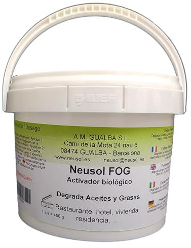 Neusol F.O.G. Activateur biologique Enzymes Dégrade huiles graisses dans tuyaux de descente et les réservoirs de séparation des graisses Cuisine professionnelle: restaurants hôtels (fog, 450, gr)