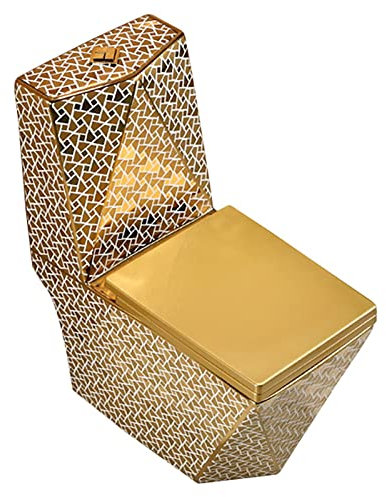 Golden Toilet Modern Mute One Piece Dual Flush Toilet Super Whirlpool Hotel Bagno Deodorante di pompaggio Toilette in ceramica creativa per la casa,C,675x340x820mm