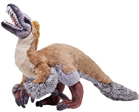 Wild Republic Artist Collection Dino Vélociraptor, Cadeau pour Enfants, 38 cm, Jouet en Peluche, garnissage en Bouteilles d'eau recyclées et tissées