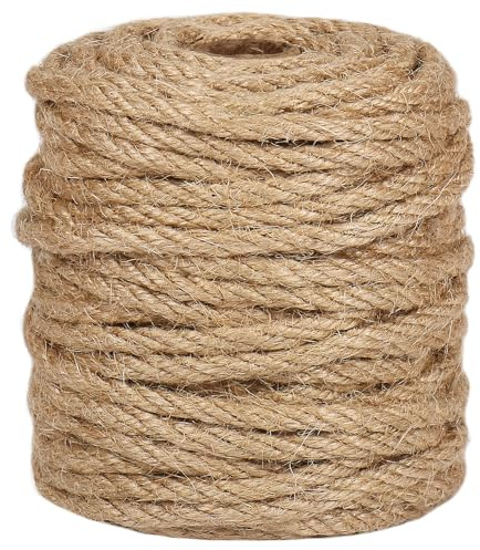 Vivifying 5mm Jute Rope, 98 Feet Strong Natural Jute Twine for Crafts, Cat Scratching Post, Garden Plants, Bundling and Hanging (Brown)