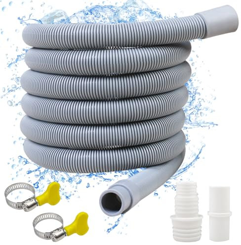 Rseuphiee 3 mètres Rallonge Tuyau de Vidange Universelle, Avec Raccord et Colliers, Pour Machine à Laver et Lave Vaisselle