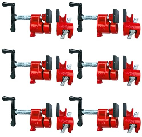 DUPDMKIN Pipe Clamps 3/4 inch 6 Pack Pipe Clamps for Woodworking Ideal for Carpentry, Home Improvement, and DIY Projects (3/4 IN with Pads)