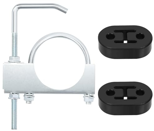 Swpeet 3 abrazaderas de escape de 3 pulgadas con colgador y suspensión de caucho, suspensión de silenciador resistente, abrazadera universal en suspensión de escape, sistema de escape para tubo de