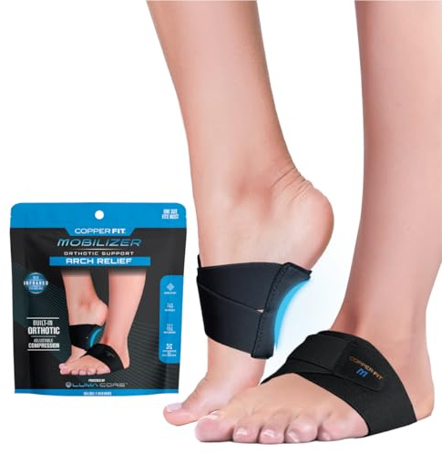Copper Fit Men & Women Mobilizer Arch Flex Wrap – Adjustable Compression – Advanced Relief & Recovery – Foot Pain, Plantar Fasciitis, Heel Spurs, Swelling & Inflammation – One Size Fits Most