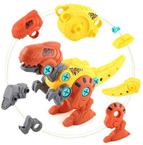 BESSTUUP Electric Drill Detachable Dinosaur Models DIY Assembly Toy for Kids with Screwdriver ABS Plastic