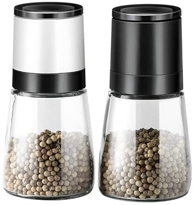 YNIYUJKL Pepper And Salt Grinder Manual Salt And Pepper Grinder Crusher Clear Glass Jar Spice Jar Grinder Seasoning Bottle Grain Chili Mill Seasoning Bottle Pepper Grind,A